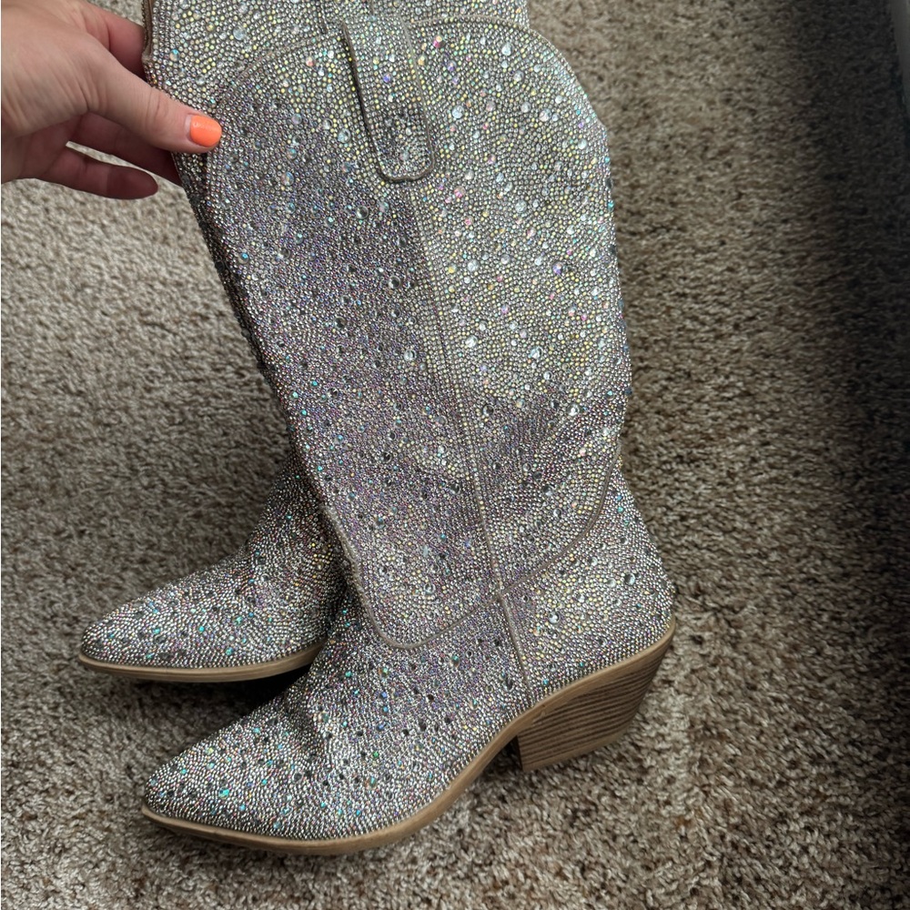 Sparkling Roper Silver Women's Boots 9.5
